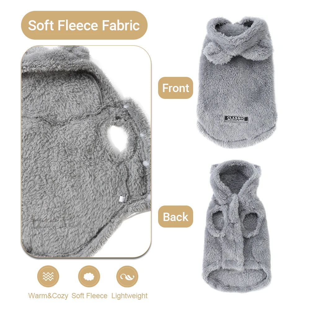 Soft Fleece Pet Dog Clothes Cute Hoodie Coat for Small Medium Dogs Cats Autumn Winter Puppy Hooded Jacket Sweater Pug Apparel