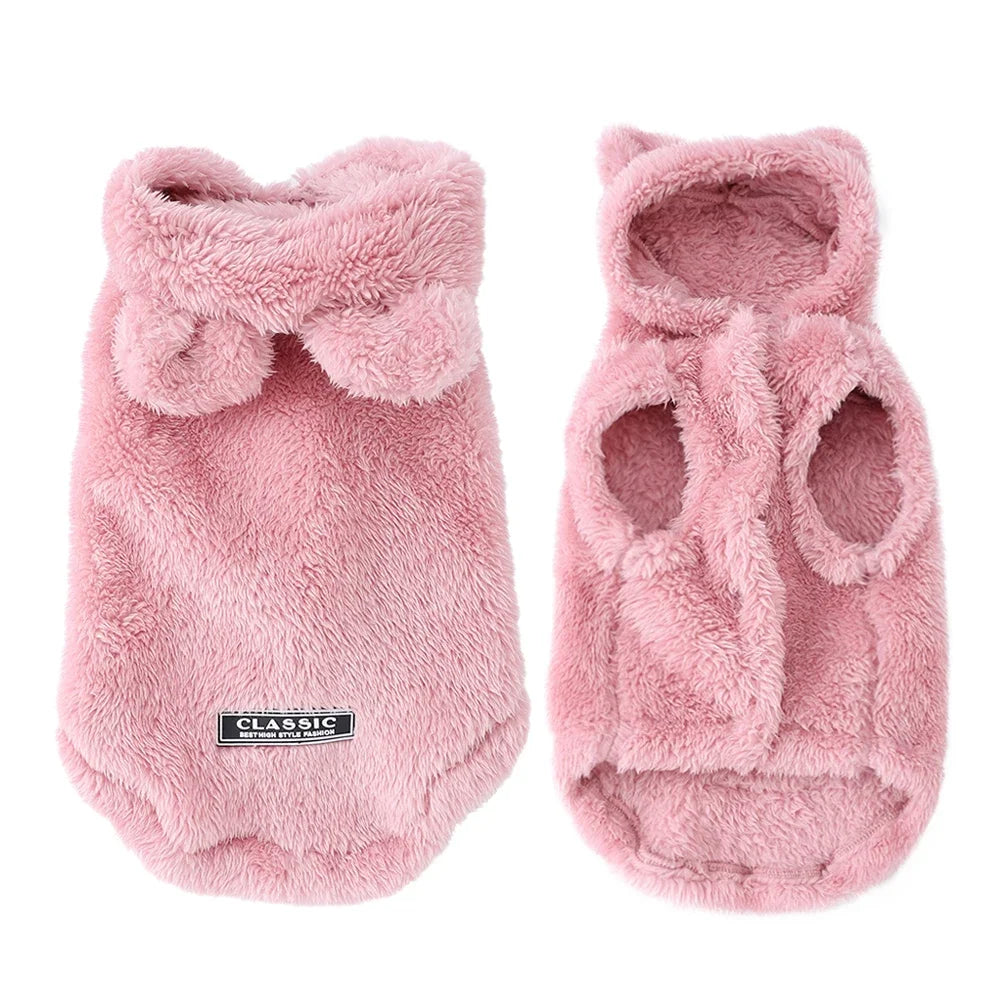 Soft Fleece Pet Dog Clothes Cute Hoodie Coat for Small Medium Dogs Cats Autumn Winter Puppy Hooded Jacket Sweater Pug Apparel