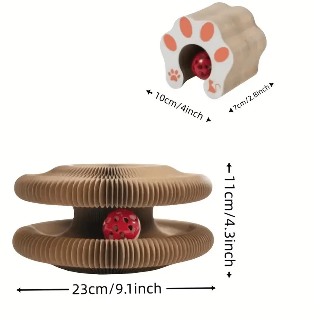 Foldable Cat Scratcher with Bell &amp; Catnip - Multi-Level Cardboard Toy for Kittens, Durable Claw Sharpener